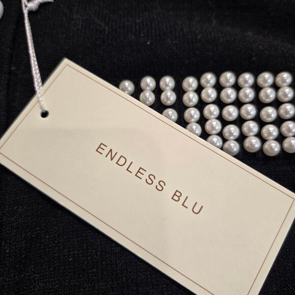 NWT Endless Blu Victoria Sweater Dress Faux Pear Details Sz L Boardroom Chic - Picture 8 of 12